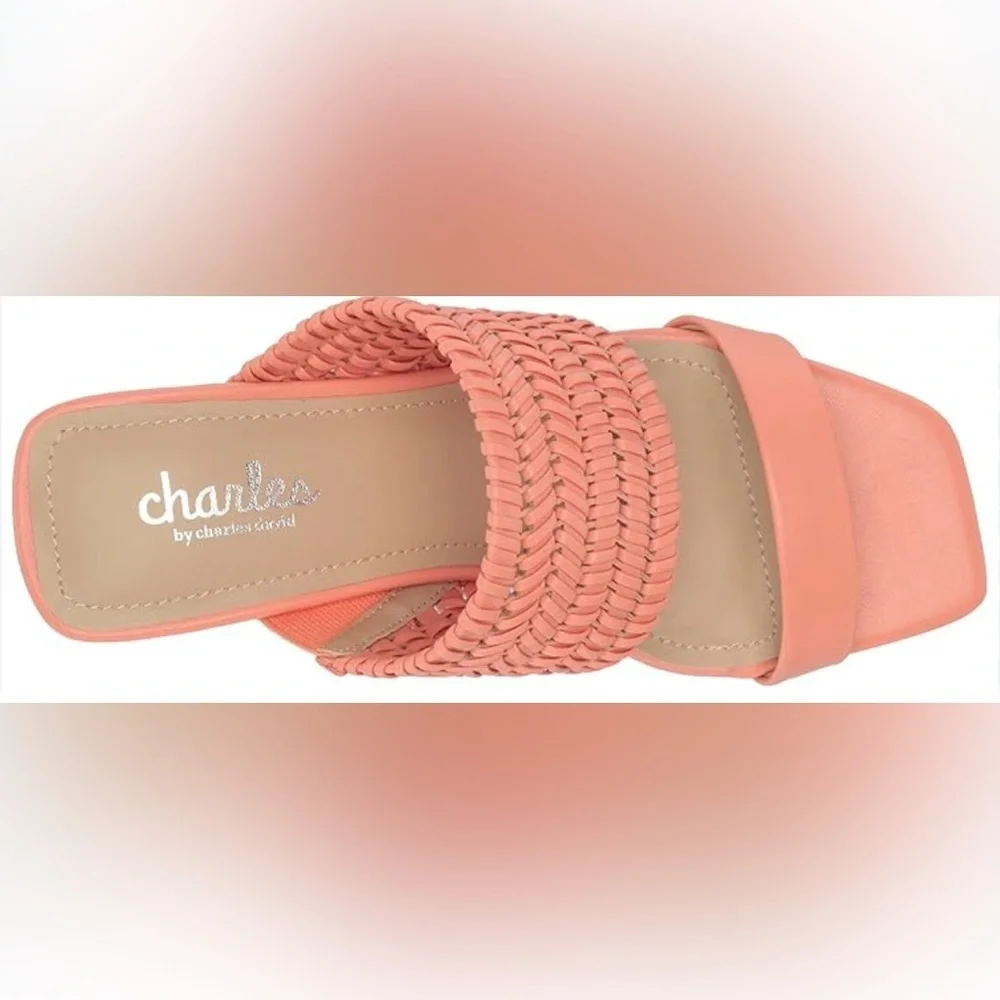 Charles David Coral Fantasy Woven Strap Sandals Coral size 6.5
